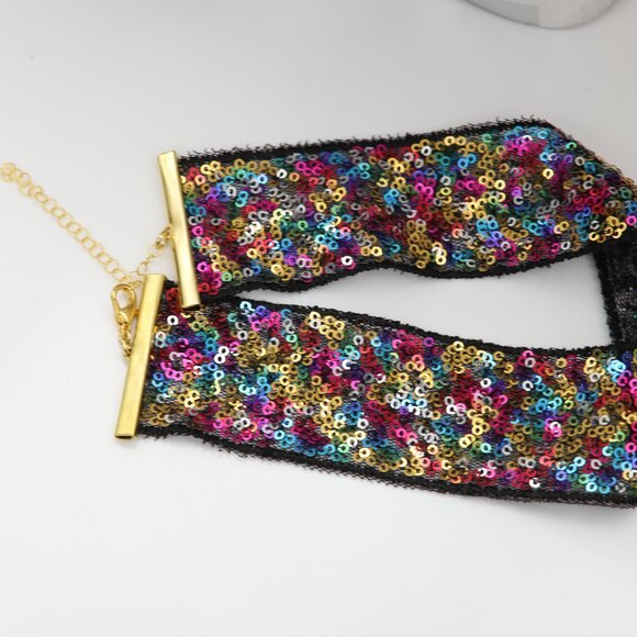 Fancy Brilliant Multi Color Choker  Adjustable chokers  (#61) - Picture 9 of 15